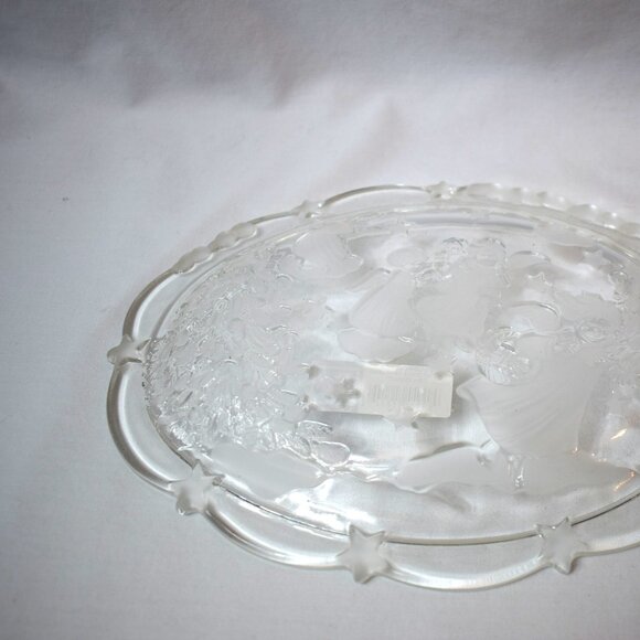 VTG Mikasa Holiday Lights Frosted Crystal Oval Sweet Dish Candy Plate Christmas - Picture 4 of 5